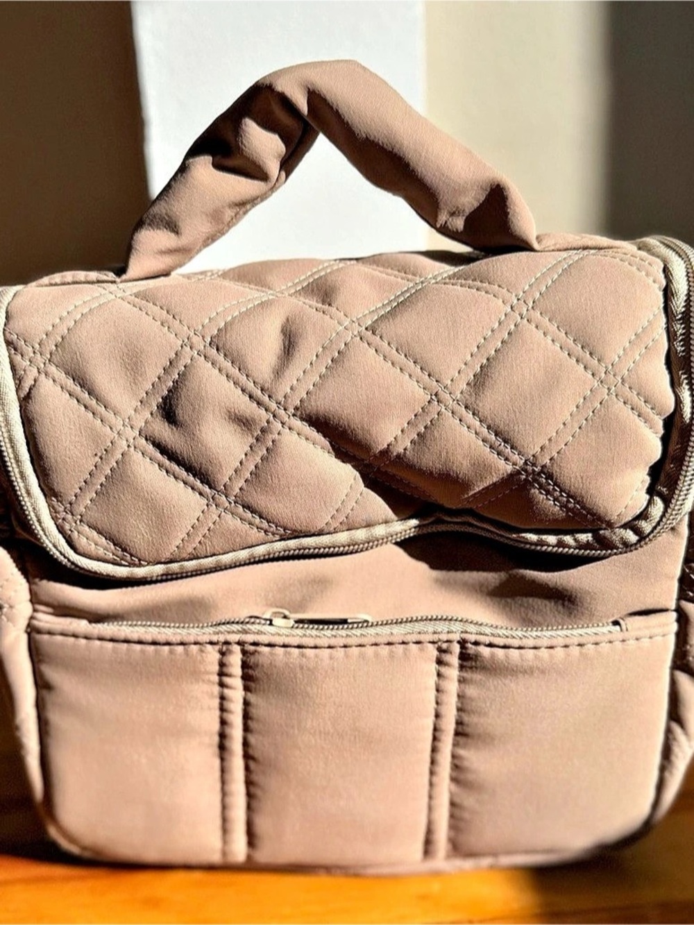 Quilted Lunch Bag in Brown